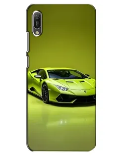 Чехол для Huawei Y6 2019 с картинкой «Салатовый Lamborghini Huracan»