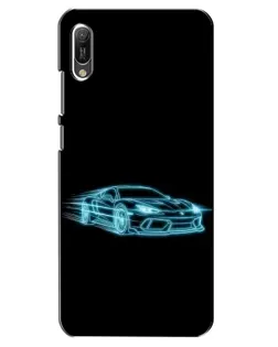 Чехол для Huawei Y6 2019 с картинкой «Неоновый контур Lamborghini»