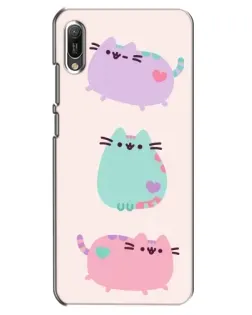 Чехол для Huawei Y6 2019 с картинкой «Pusheen трио»