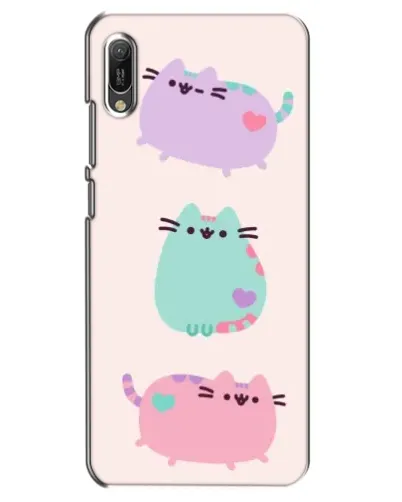 Чехол для Huawei Y6 2019 с картинкой «Pusheen трио»