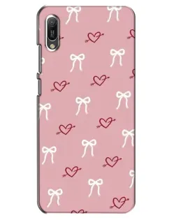 Чехол для Huawei Y6 2019 с картинкой «Сердца и банты»