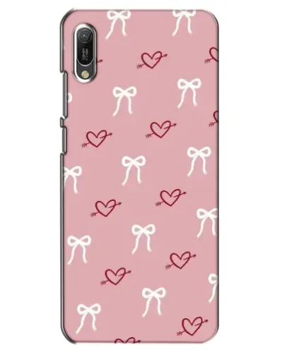Чехол для Huawei Y6 2019 с картинкой «Сердца и банты»