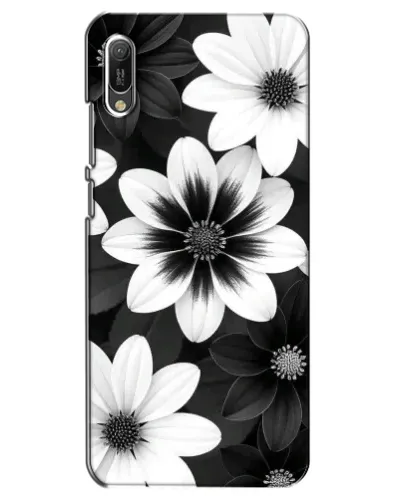 Чехол для Huawei Y6 2019 с картинкой «Монохромные астры»