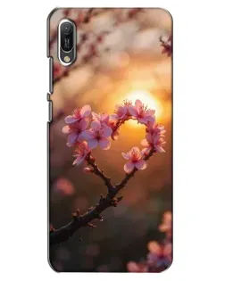 Чехол для Huawei Y6 2019 с картинкой «Розовый цвет сердце на фоне заката» Чехол для Huawei Y6 2019 с картинкой «Розовый цвет сердце на фоне заката»