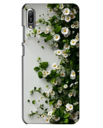 Чехол для Huawei Y6 2019 с картинкой «Ветка мелких белых цветов»