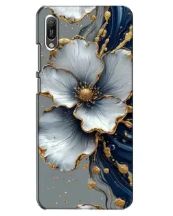 Чехол для Huawei Y6 2019 с картинкой «Белый цветок и золотой флюид» Чехол для Huawei Y6 2019 с картинкой «Белый цветок и золотой флюид»
