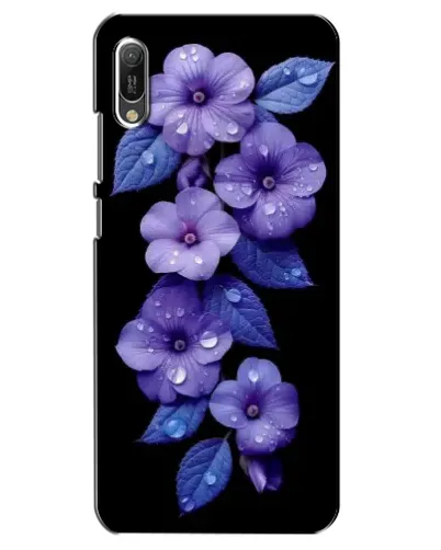 Чехол для Huawei Y6 2019 с картинкой «Фиолетовые цветы с росою»