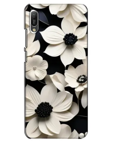 Чехол для Huawei Y6 2019 с картинкой «Объемные белые цветы»