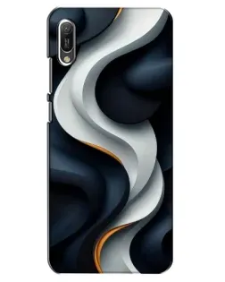 Чехол для Huawei Y6 2019 с картинкой «Объемные черно-белые ленты»