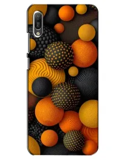 Чехол для Huawei Y6 2019 с картинкой «Объемные оранжевые сферы»