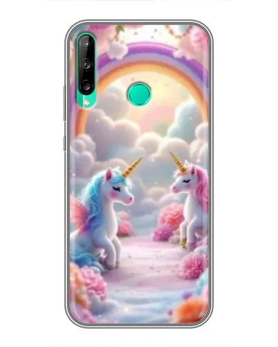 Чехол для Huawei Y6p с картинкой «Радуга и единороги»