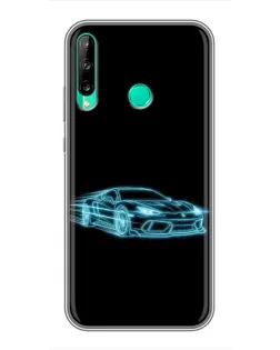 Чохол для Huawei Y6p з картинкою «Неоновий контур Lamborghini»