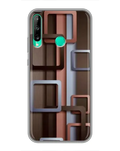 Чохол для Huawei Y6p з картинкою «Коричневі об'ємні квадрати»