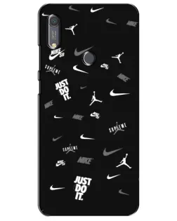 Чехол для Huawei Y6s с картинкой «Nike Black Pattern»