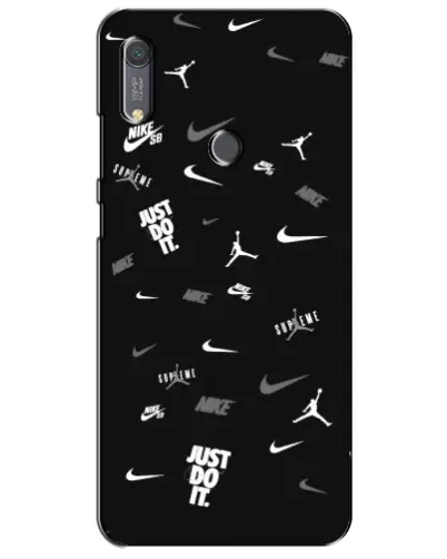 Чехол для Huawei Y6s с картинкой «Nike Black Pattern»