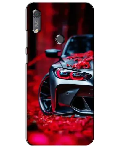 Чехол для Huawei Y6s с картинкой «Спортивная BMW и цветы»