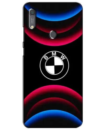Чехол для Huawei Y6s с картинкой «Логотип BMW и неоновые дуги»