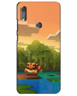 Чехол для Huawei Y6s с картинкой «Майнкрафт закат солнца»