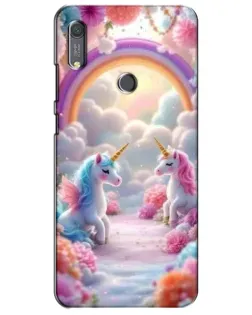 Чехол для Huawei Y6s с картинкой «Радуга и единороги»