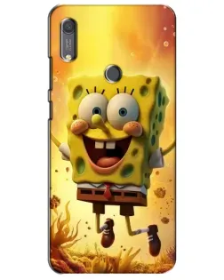 Чехол для Huawei Y6s с картинкой «Губка Боб прыгает»