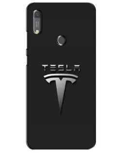 Чохол для Huawei Y6s з картинкою «Сталевий логотип Tesla»