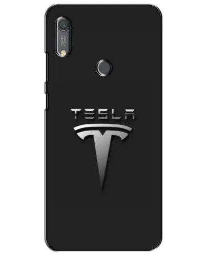 Чохол для Huawei Y6s з картинкою «Сталевий логотип Tesla»
