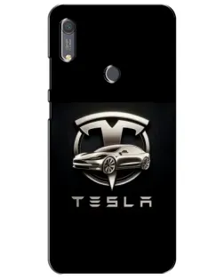 Чохол для Huawei Y6s з картинкою «Tesla — срібне авто»
