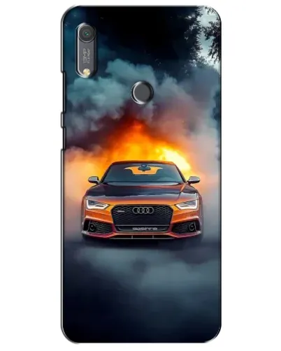 Чехол для Huawei Y6s с картинкой «Audi в огненном дыму»
