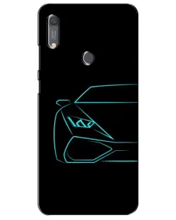 Чохол для Huawei Y6s з картинкою «Блакитний силует Lamborghini»