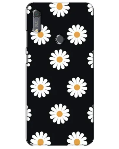 Чехол для Huawei Y6s с картинкой «Ромашки на черном»