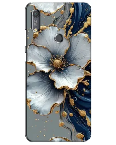 Чехол для Huawei Y6s с картинкой «Белый цветок и золотой флюид» Чехол для Huawei Y6s с картинкой «Белый цветок и золотой флюид»