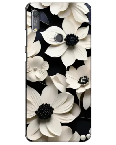 Чехол для Huawei Y6s с картинкой «Объемные белые цветы»