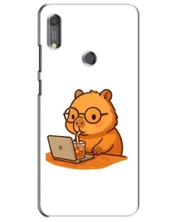 Чохол для Huawei Y6s з картинкою «Капібара з ноутбуком»