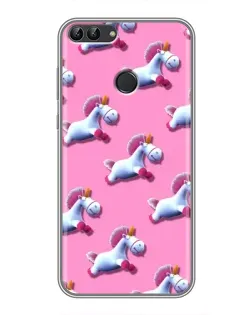 Чехол для Huawei Y7 Prime 2018 с картинкой «Единороги на розовом»