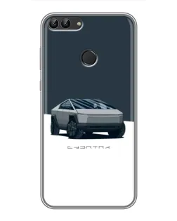 Чехол для Huawei Y7 Prime 2018 с картинкой «Серебристый Cybertruck Tesla»