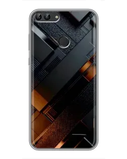 Чехол для Huawei Y7 Prime 2018 с картинкой «Черные геометрические блоки»