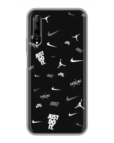 Чехол для Huawei Y7 Pro 2019 с картинкой «Nike Black Pattern»