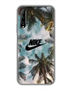 Чехол для Huawei Y7 Pro 2019 с картинкой «Тропический принт Nike»