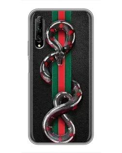 Чехол для Huawei Y7 Pro 2019 с картинкой «Gucci — змея на полосе» Чехол для Huawei Y7 Pro 2019 с картинкой «Gucci — змея на полосе»