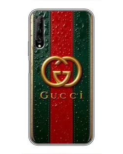 Чехол для Huawei Y7 Pro 2019 с картинкой «Gucci — фирменная полоса и золото» Чехол для Huawei Y7 Pro 2019 с картинкой «Gucci — фирменная полоса и золото»