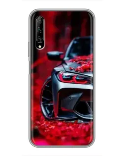 Чехол для Huawei Y7 Pro 2019 с картинкой «Спортивная BMW и цветы»