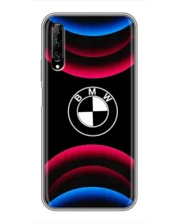 Чехол для Huawei Y7 Pro 2019 с картинкой «Логотип BMW и неоновые дуги»