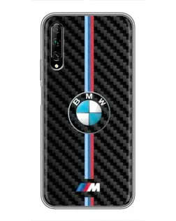 Чехол для Huawei Y7 Pro 2019 с картинкой «Эмблема BMW и карбон»