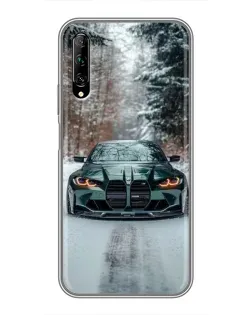 Чехол для Huawei Y7 Pro 2019 с картинкой «BMW в зимнем лесу»
