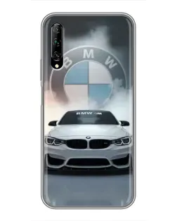Чехол для Huawei Y7 Pro 2019 с картинкой «BMW в белом дыму»