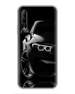 Чехол для Huawei Y7 Pro 2019 с картинкой «Черная BMW — профиль»