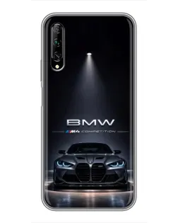 Чехол для Huawei Y7 Pro 2019 с картинкой «BMW сквозь ночной город»