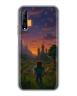 Чехол для Huawei Y7 Pro 2019 с картинкой «Стив у башни»