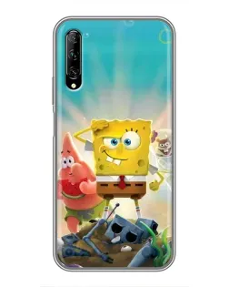 Чехол для Huawei Y7 Pro 2019 с картинкой «Спанч Боб победитель»
