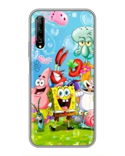Чехол для Huawei Y7 Pro 2019 с картинкой «Губка Боб и друзья»